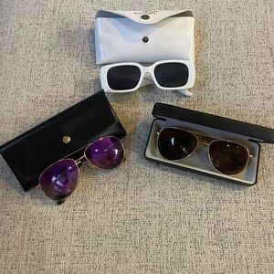 Stylish Women's Sunglasses Set - white pair and 2 mirror glasses